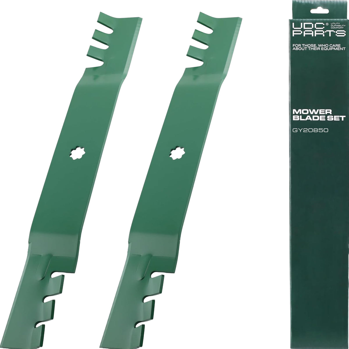 UDC Parts GY20850 42-inch mower blade front view with sharp edge for clean cuts
