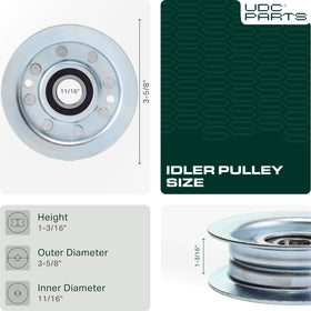 UDC Parts GY22172 idler pulley dimensions for precise fit