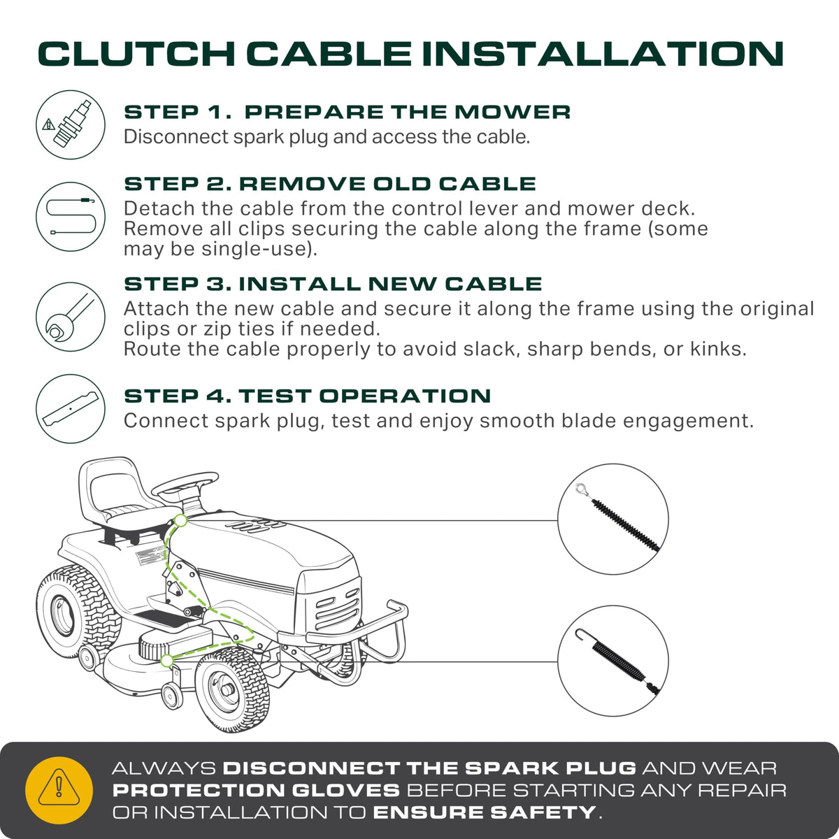 UDC Parts Huskee LT4200 blade engagement cable replacement.