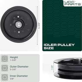 UDC Parts idler pulley height detail for proper fit at 1-5/8 inch