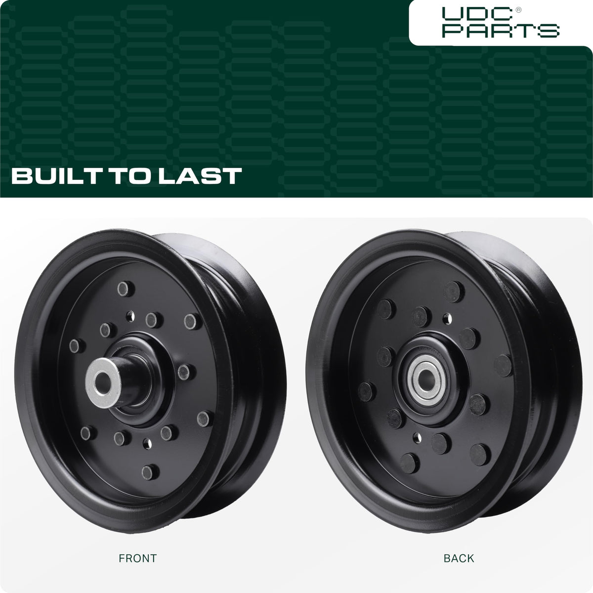 UDC Parts idler pulley inner bore measures 3/8 inch for secure mounting