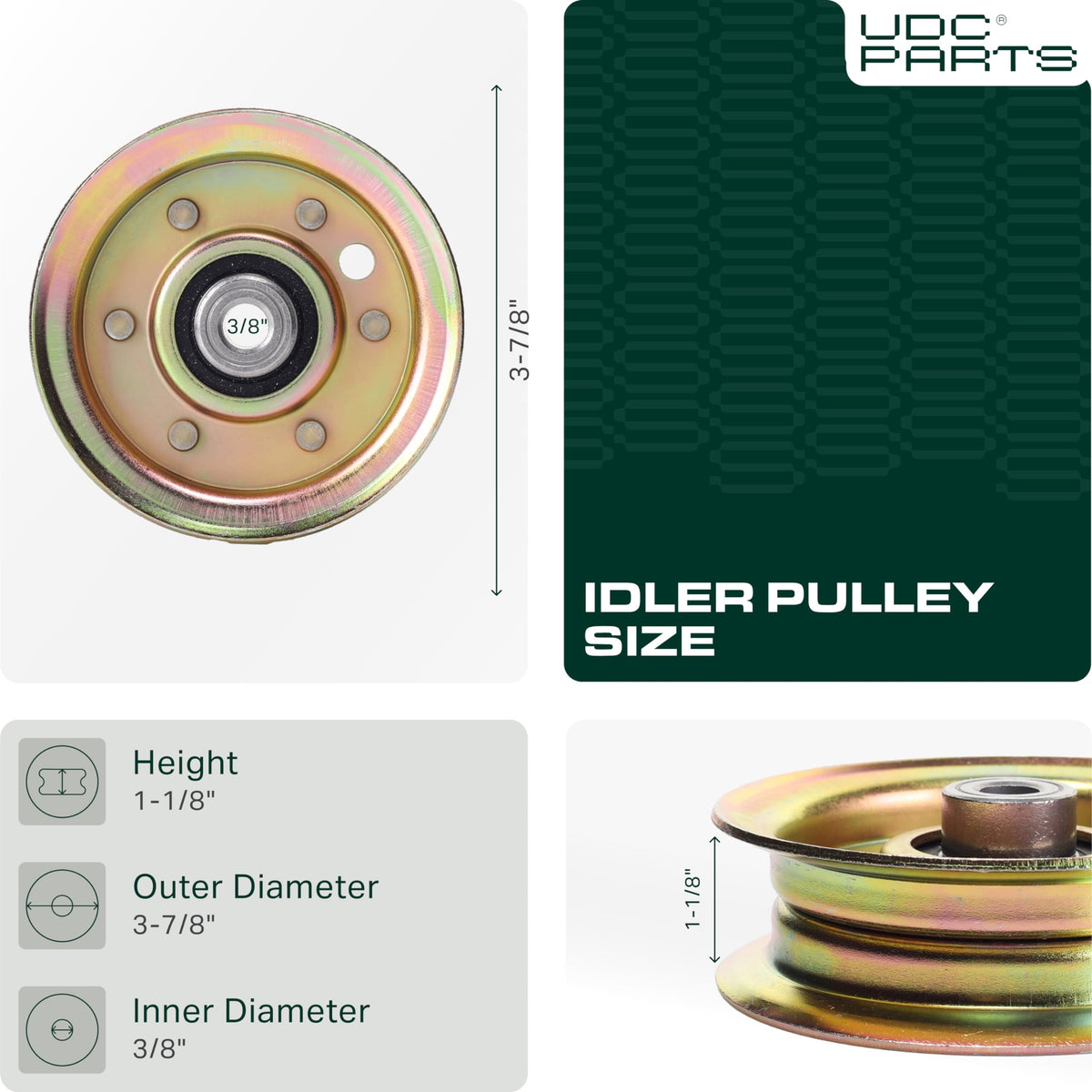 UDC Parts idler pulley outer diameter 3-7/8 inches ensuring alignment