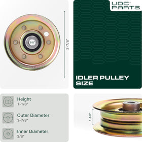 UDC Parts idler pulley outer diameter 3-7/8 inches ensuring alignment