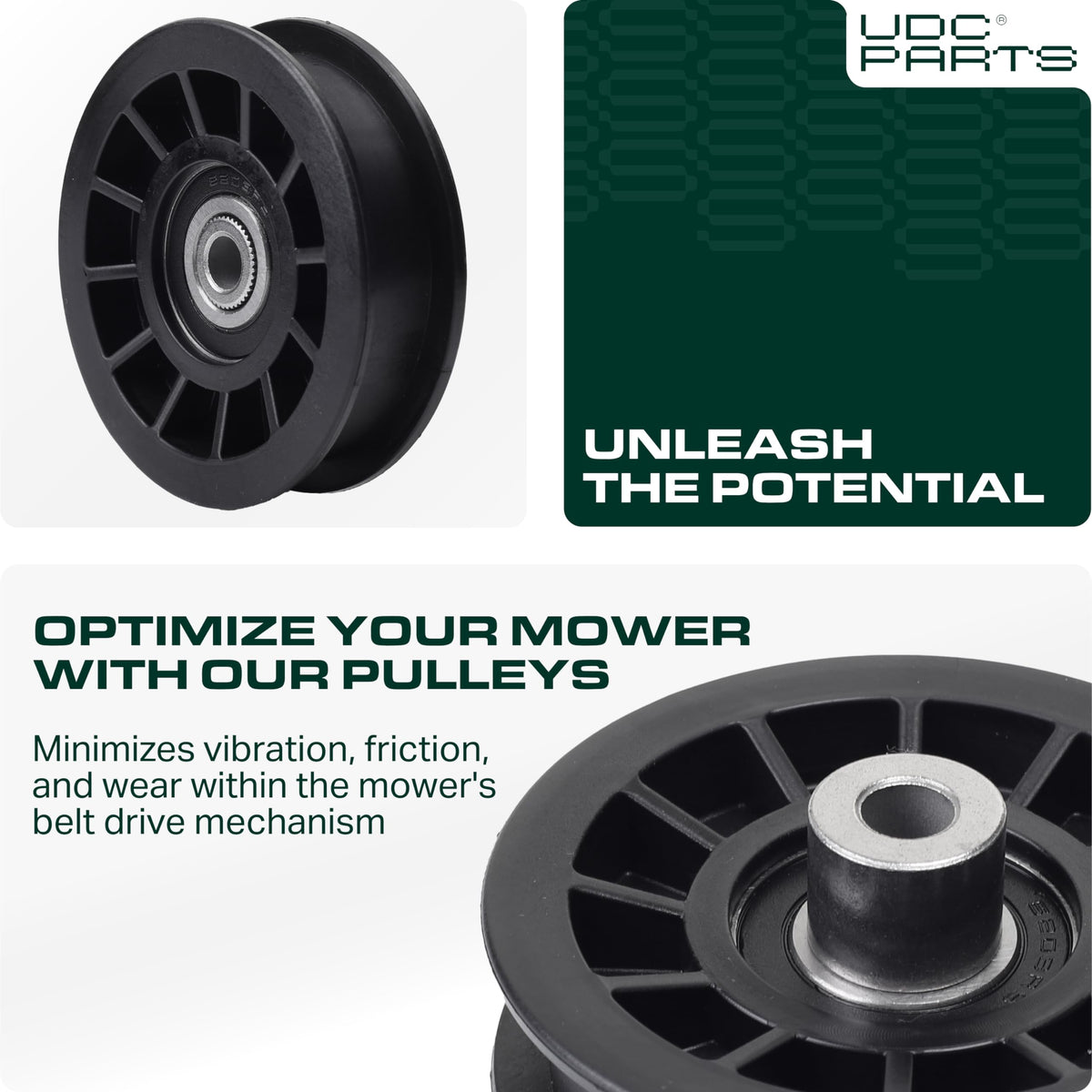 UDC Parts Poulan idler pulley replacement—minimizes downtime.