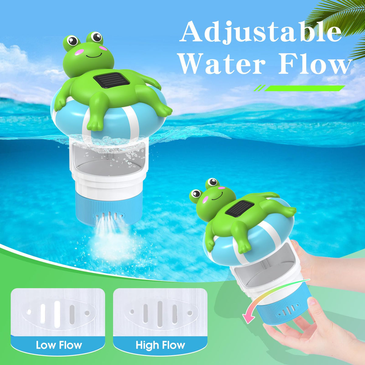 Uekars IP68 waterproof dispenser stays afloat while sanitizing the water.