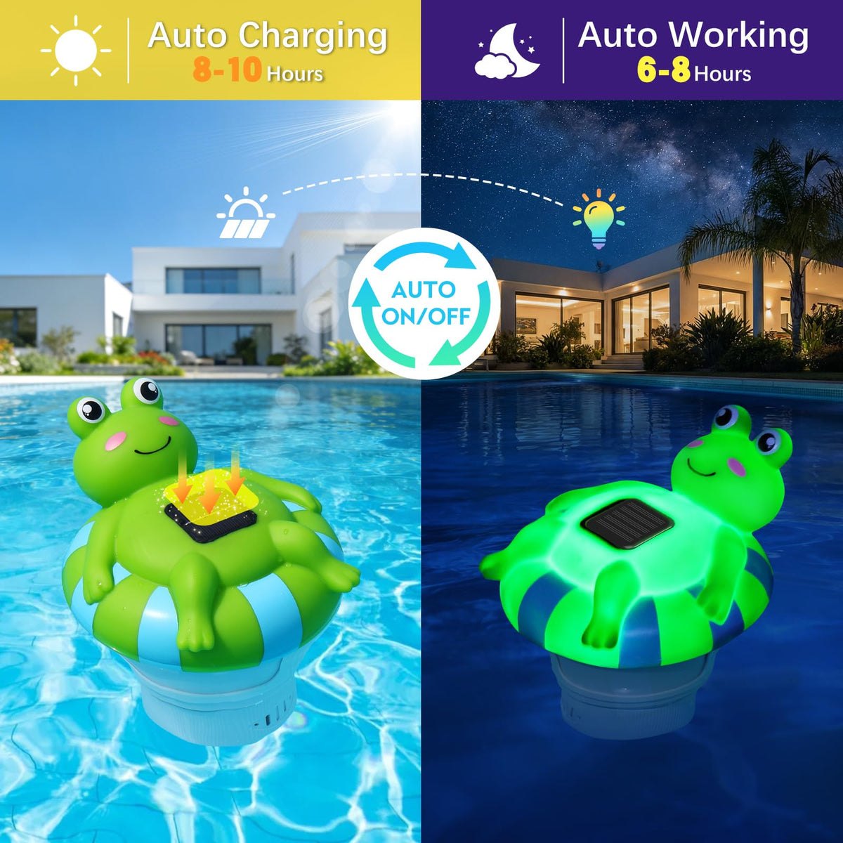 Uekars chlorine floater glows at night, adds ambiance while keeping pool water balanced.