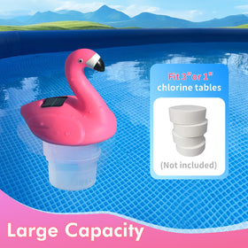Uekars Solar Flamingo Floater in pool maintaining balance on water surface