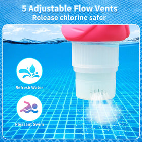 Uekars Solar Flamingo Floater night-lit glow after sunset for pool ambience
