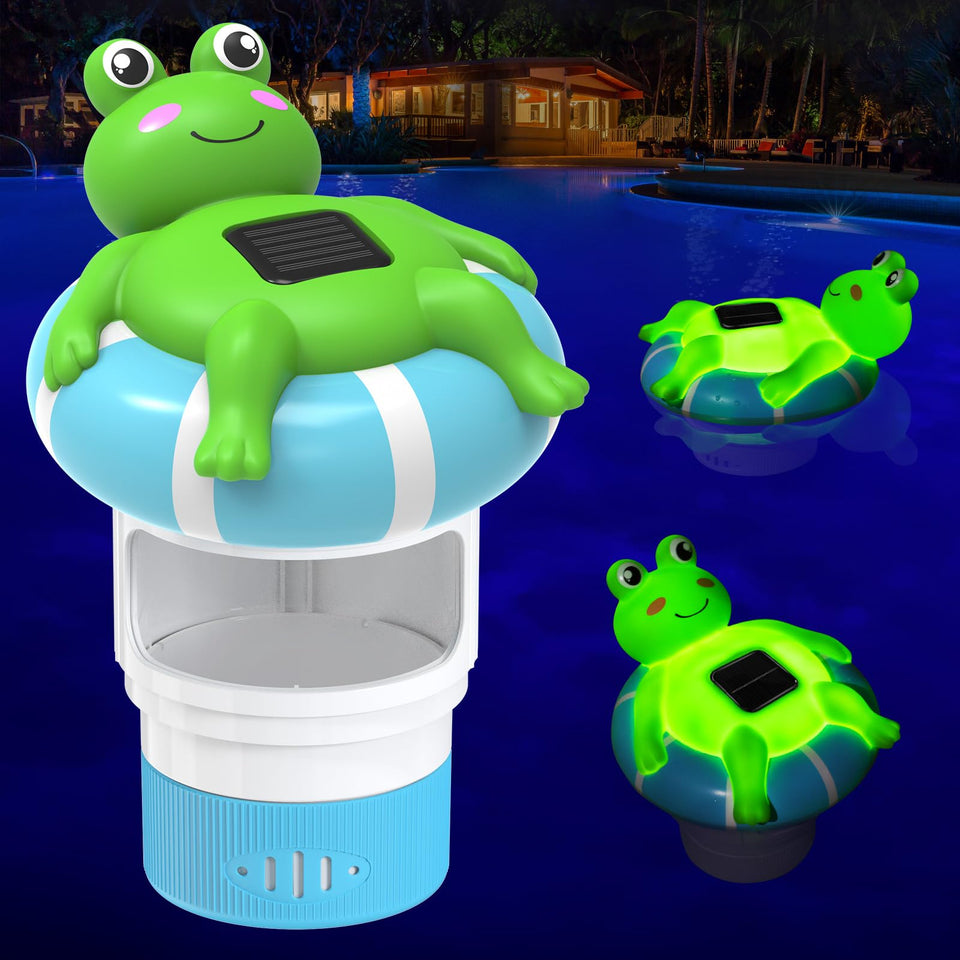 Uekars solar frog chlorine floater keeping pool clean and balanced.