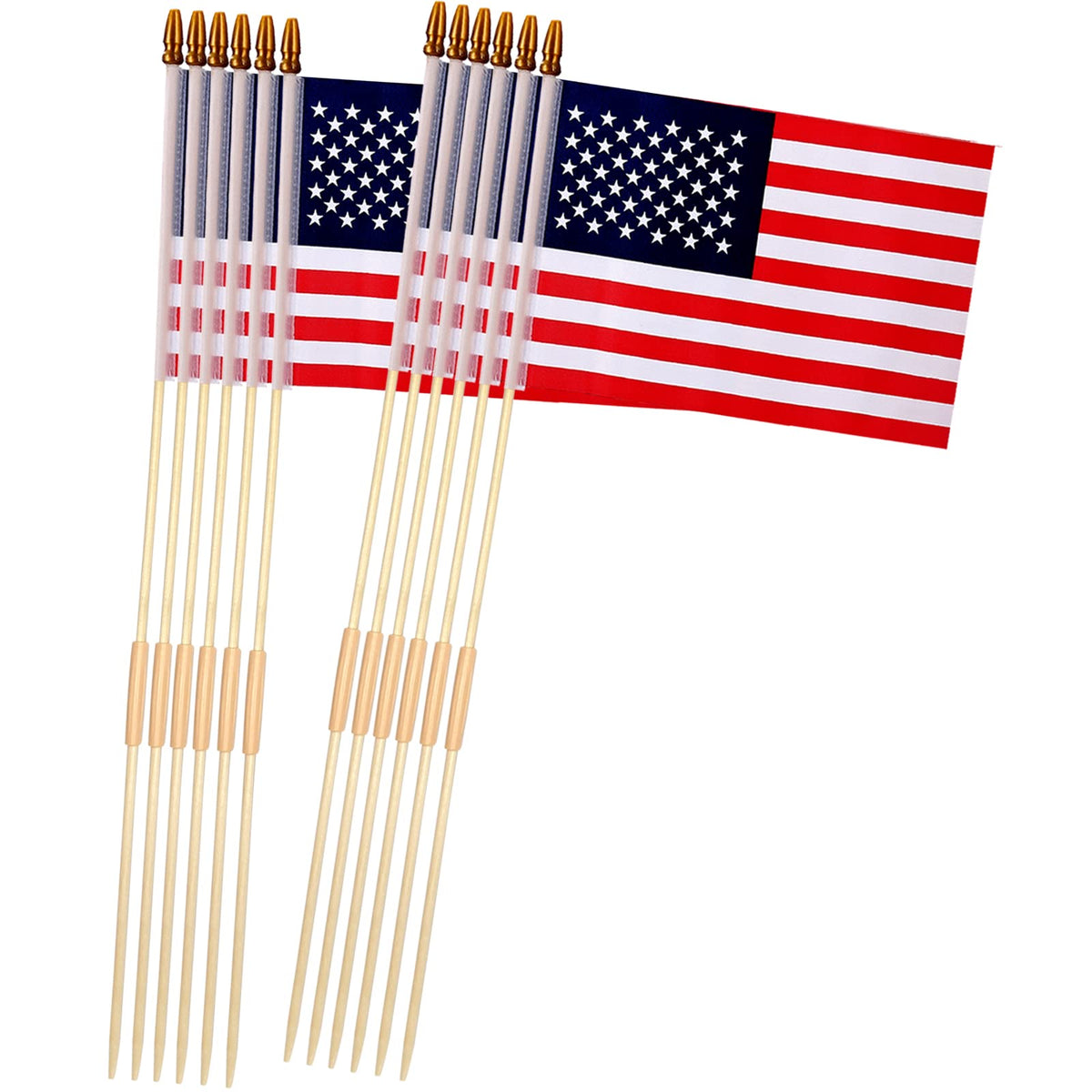 Uelfbaby 12-pack American flags on sticks for outdoor display