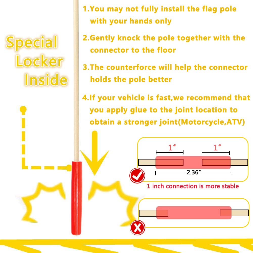 Uelfbaby heavy-duty fiberglass flag pole withstands wind and bumps.