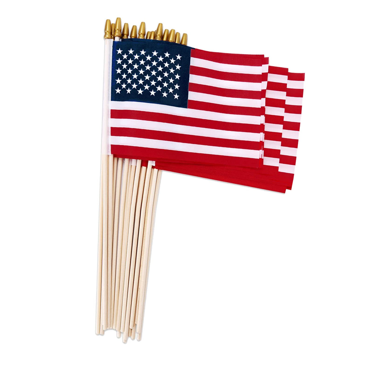 Uelfbaby 24-pack American flags on wood stems for parades and celebrations