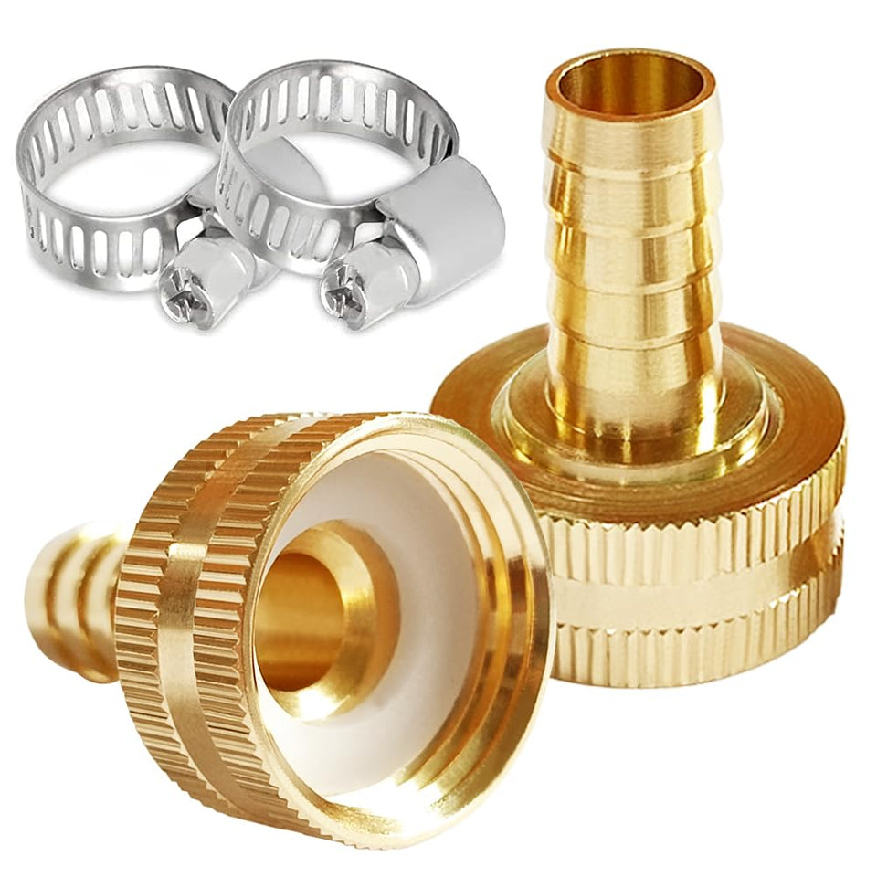 Uenede brass garden hose connector 1/2 barb x 3/4 GHT female for secure connections