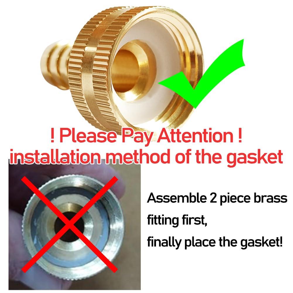 Uenede brass garden hose connector side view with knurling for easy grip
