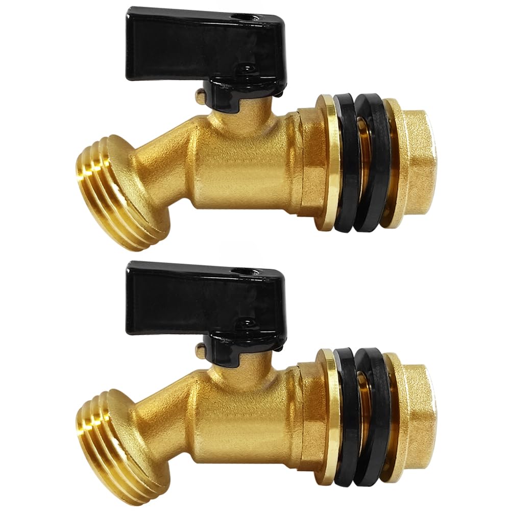 Uenede brass rain barrel faucet front view highlights durable craftsmanship for outdoor water storage.