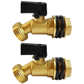 Uenede brass rain barrel faucet front view highlights durable craftsmanship for outdoor water storage.