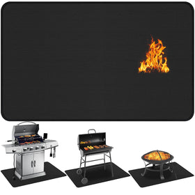 Uewpv Grill Mat 60x40 under the grill protects decks from heat and stains.