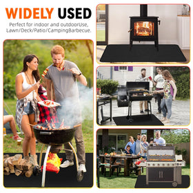 Uewpv Grill Mat supports use with fire pits, grills, and fireplaces.