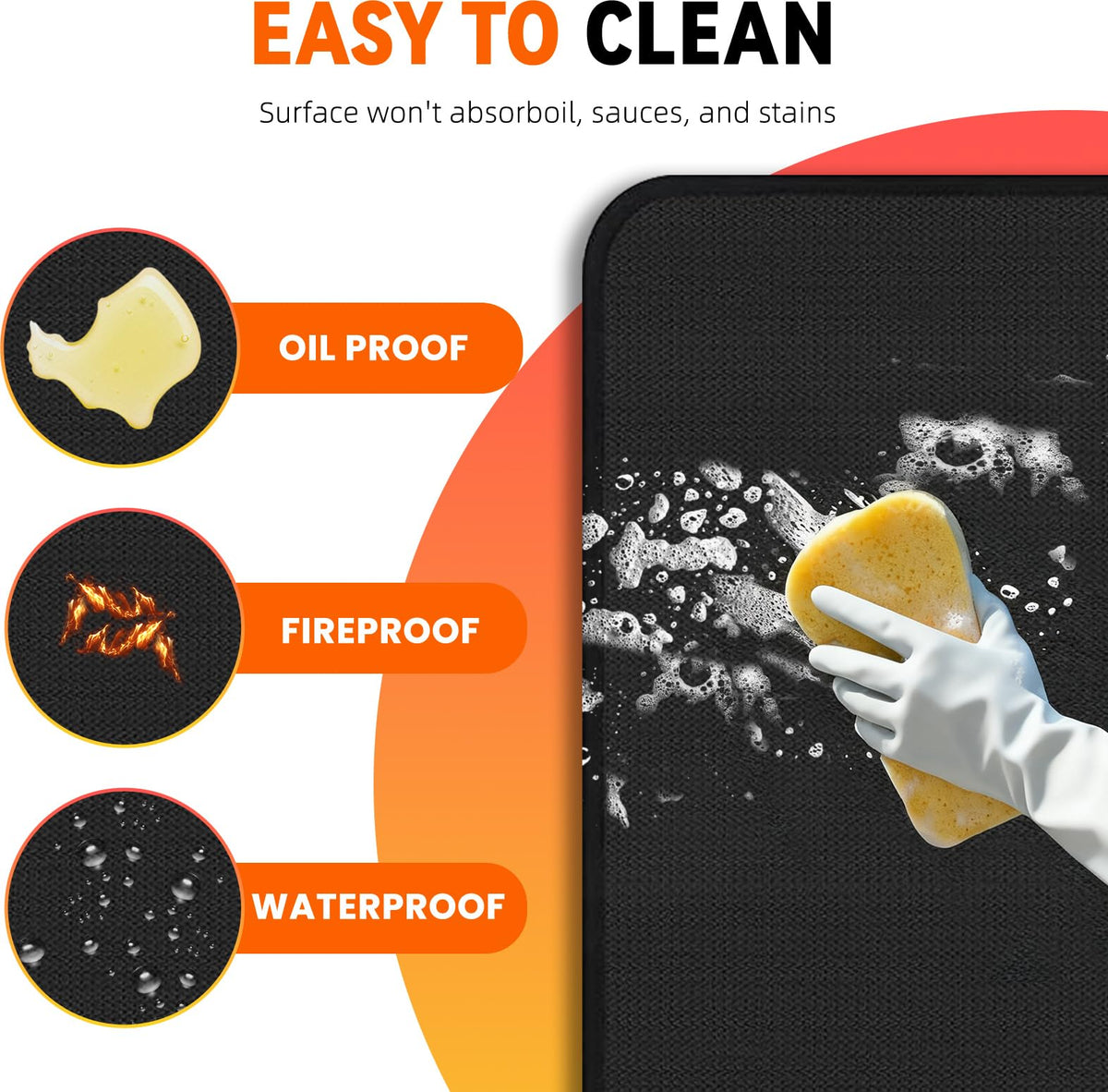 Uewpv Grill Mat waterproof and oilproof surface for easy cleanup.