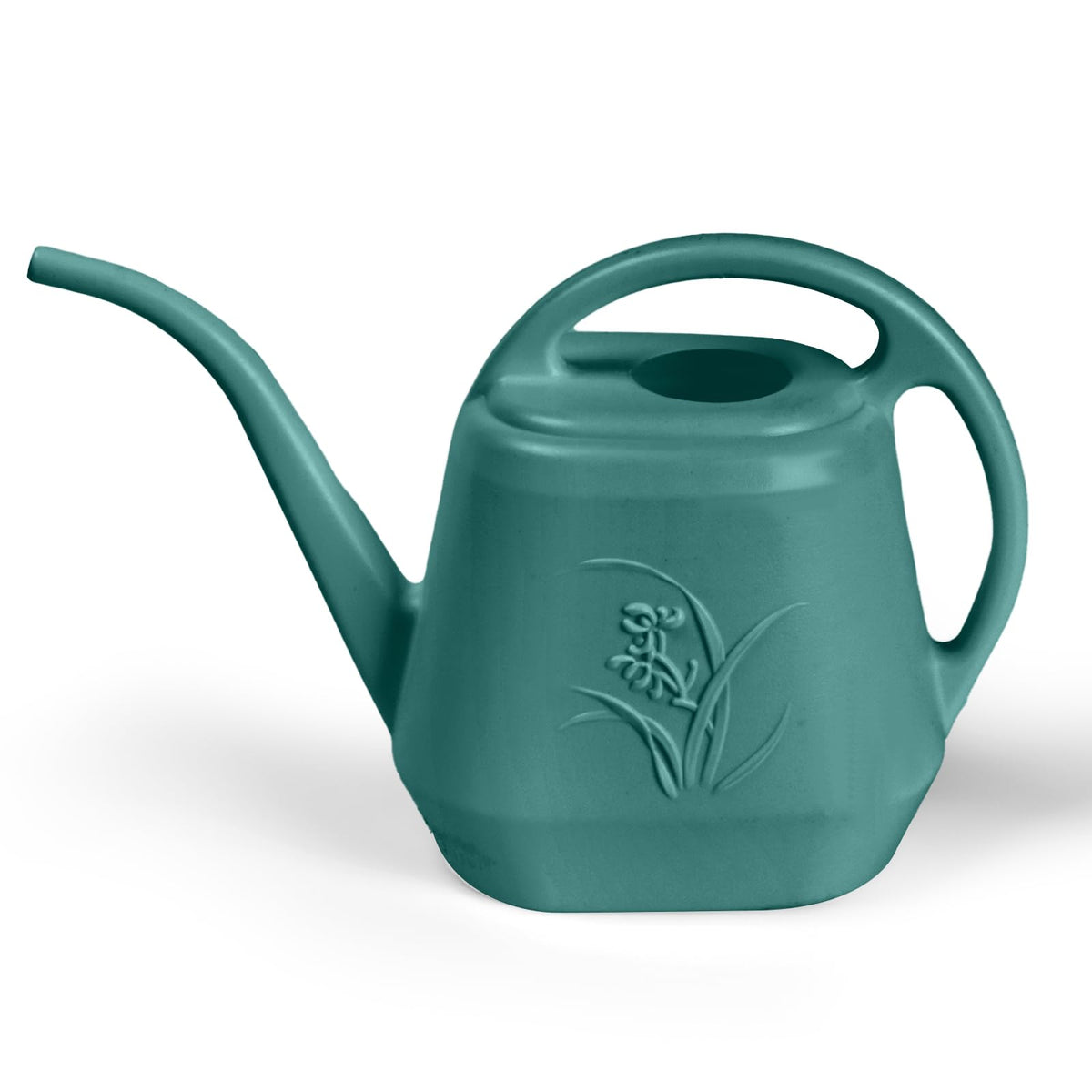 UFANME plastic watering can in green with half-gallon capacity for precise watering.