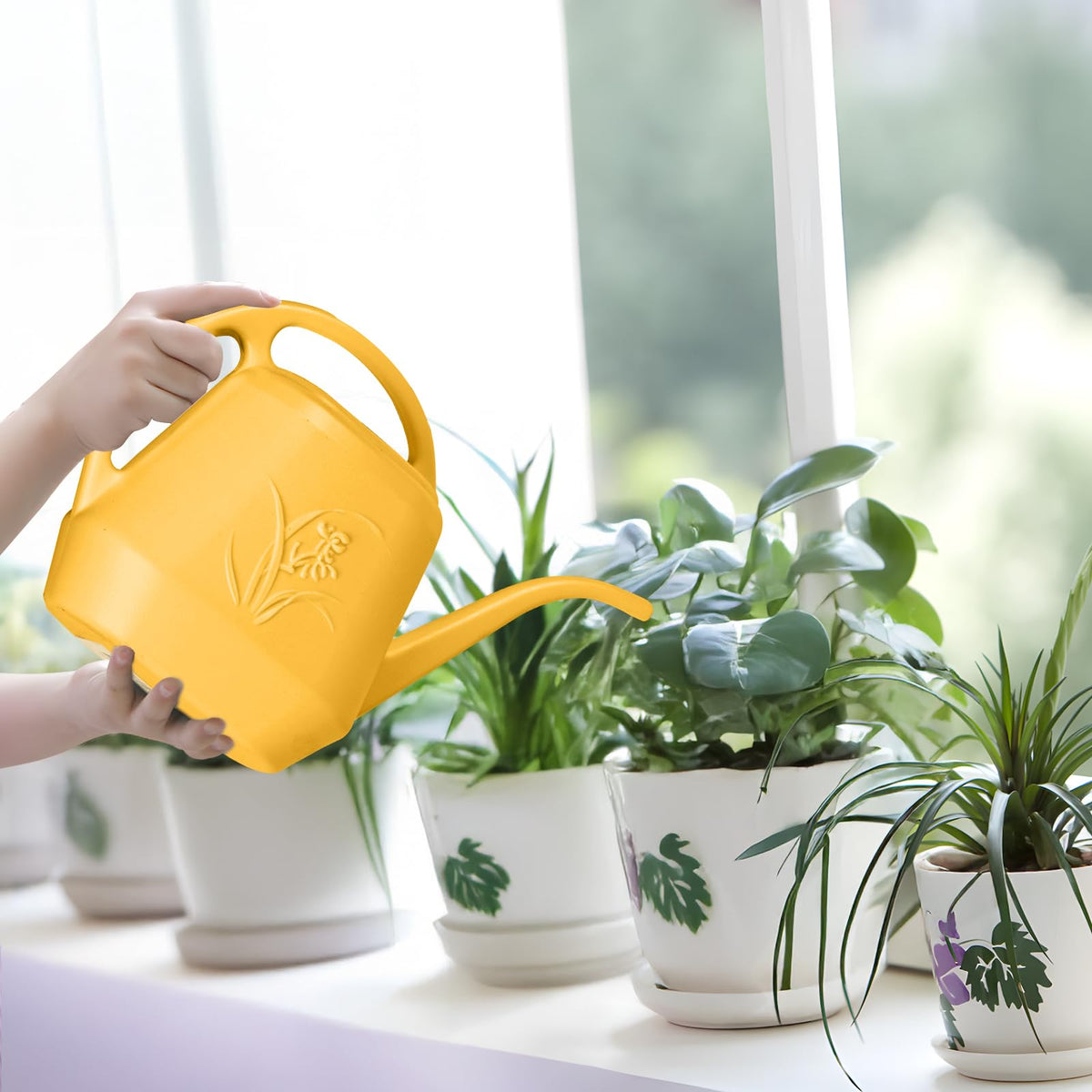 UFANME half-gallon orange watering can cap keeping nozzle clean