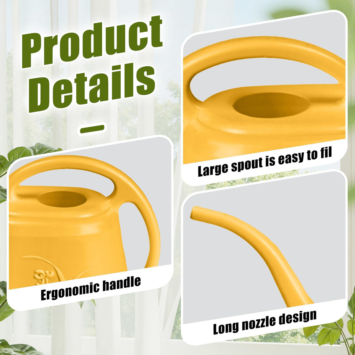 Close-up of UFANME half-gallon orange watering can spout for precision watering