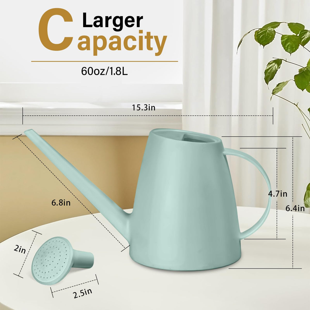UFANME half-gallon watering can with side handle for easy reach.