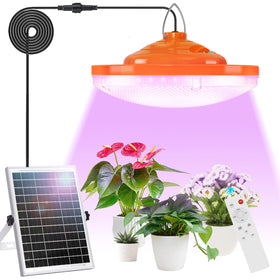 Ufelizor solar grow light hanging outdoors to boost plant growth
