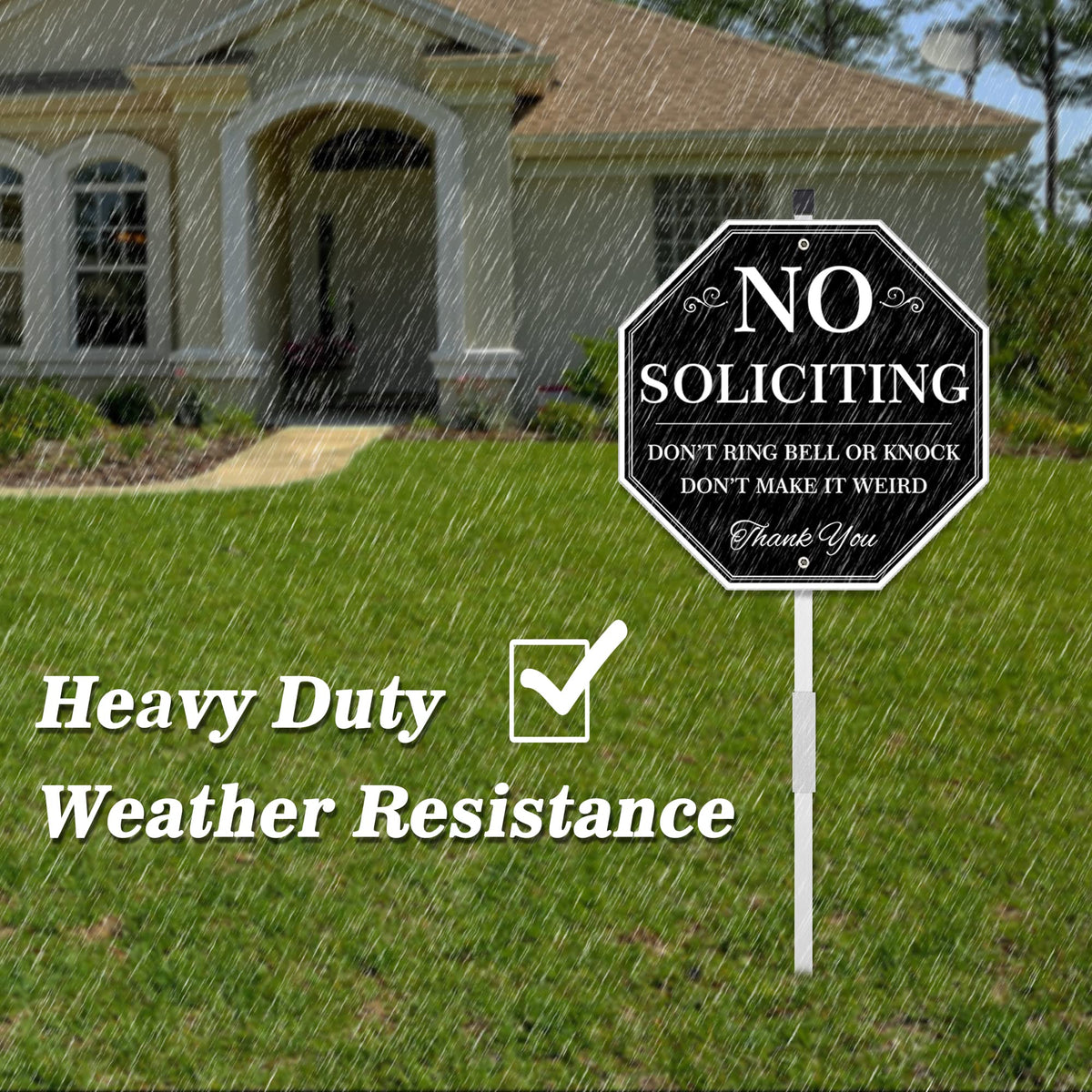 Uflashmi yard sign mounted on stake in outdoor garden setting