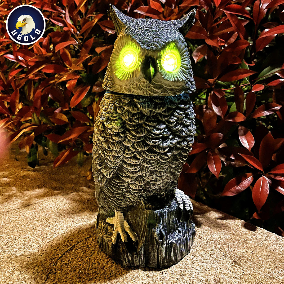 Ugold Snow Owl size-37-5cm-14cm shows durable PE for indoor/outdoor use
