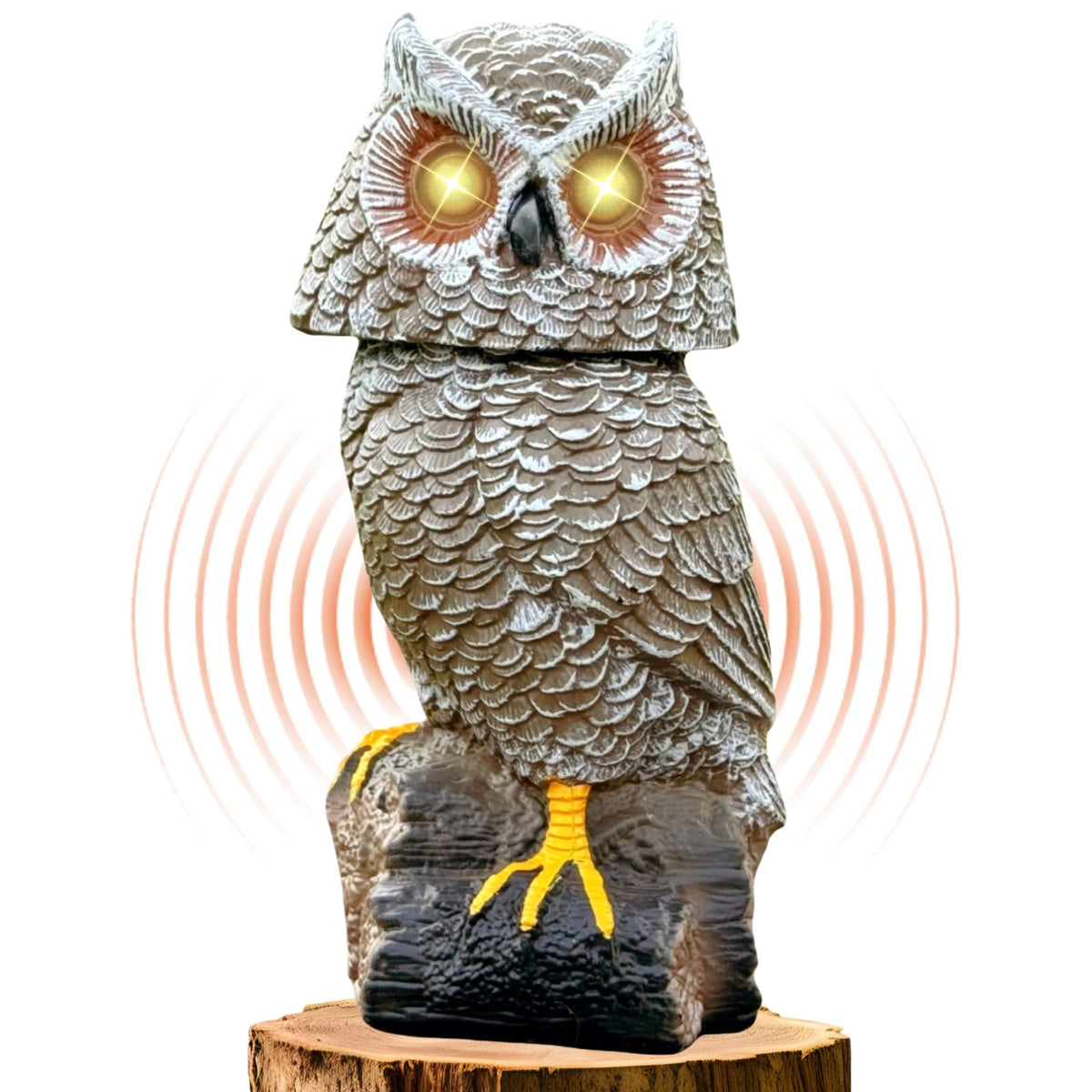 Ugold solar owl head tilt with motion sensor for a responsive garden display.