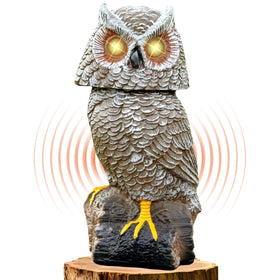 Ugold solar owl head tilt with motion sensor for a responsive garden display.