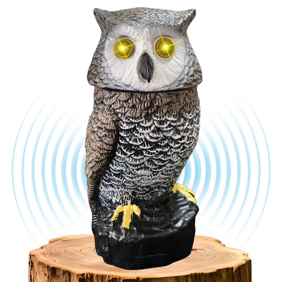 Ugold Solar Owl with rotating head and bright eyes guards your garden.
