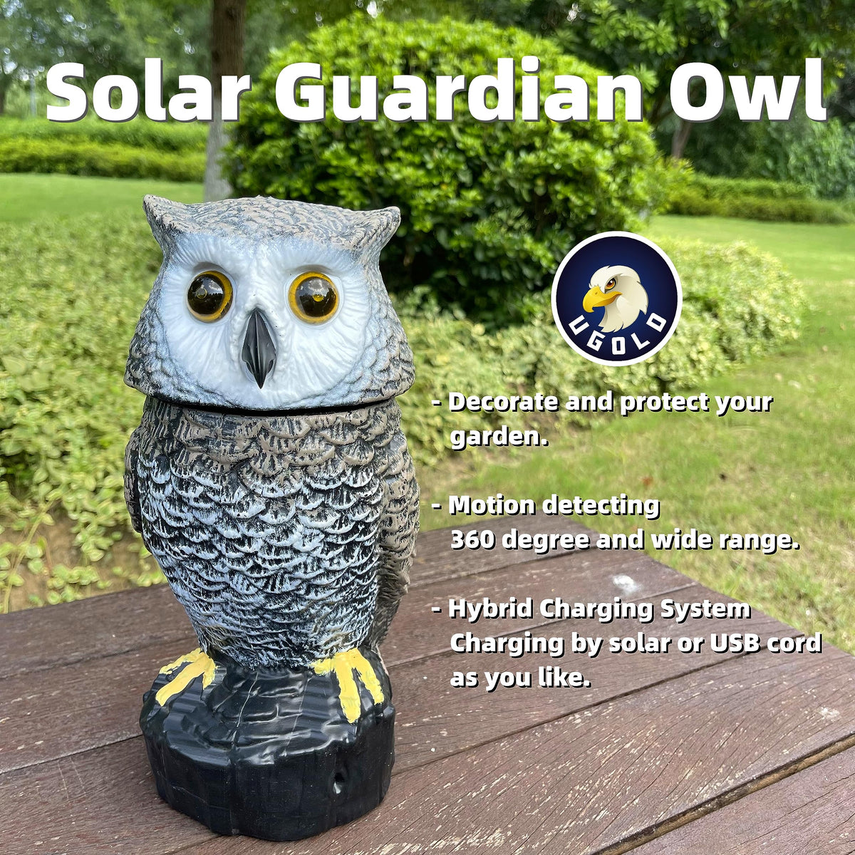 Ugold Solar Owl silent mode keeps evenings peaceful.