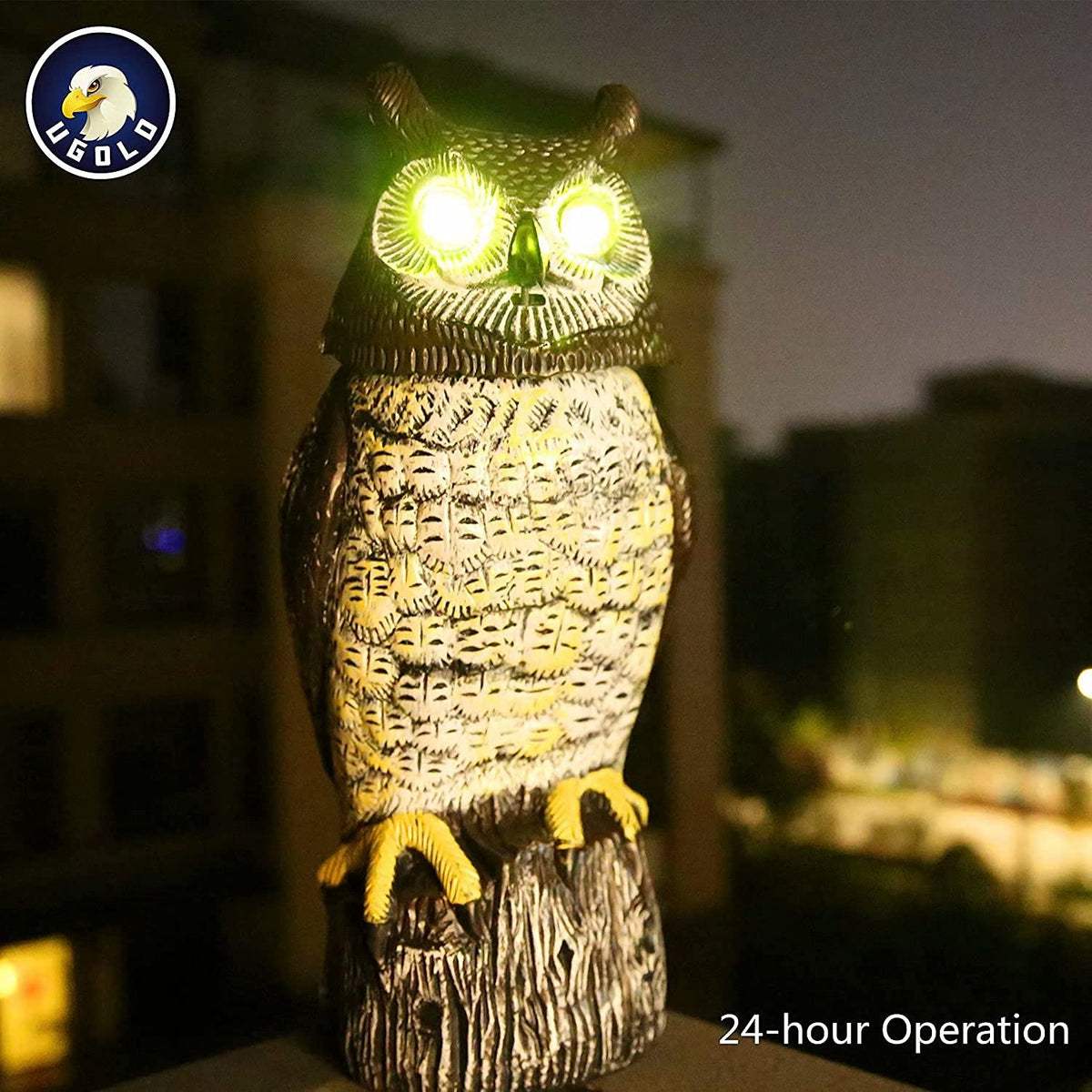 Ugold weatherproof garden owl withstands rain and snow for year-round display