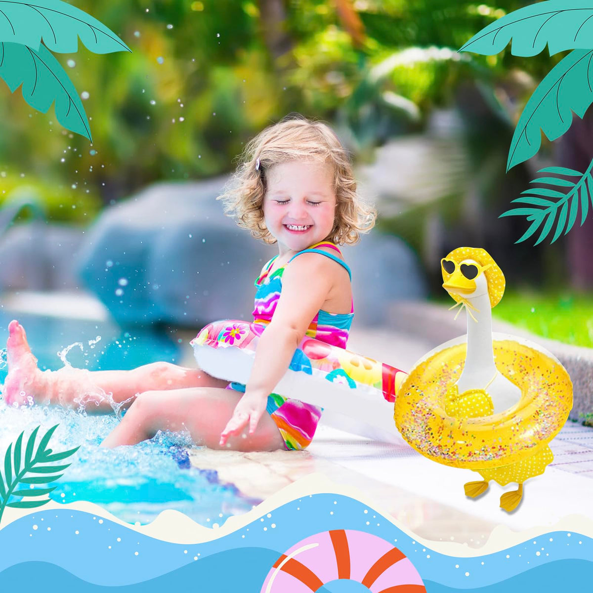 UGRASEA sequin swim ring accents the beachy porch goose outfit