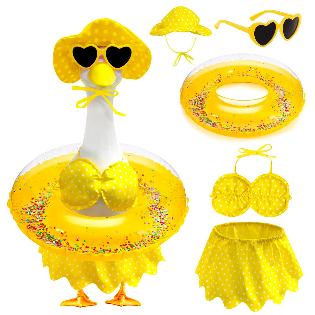 UGRASEA porch goose outfit with yellow bikini on a 23-inch statue for vibrant yard color