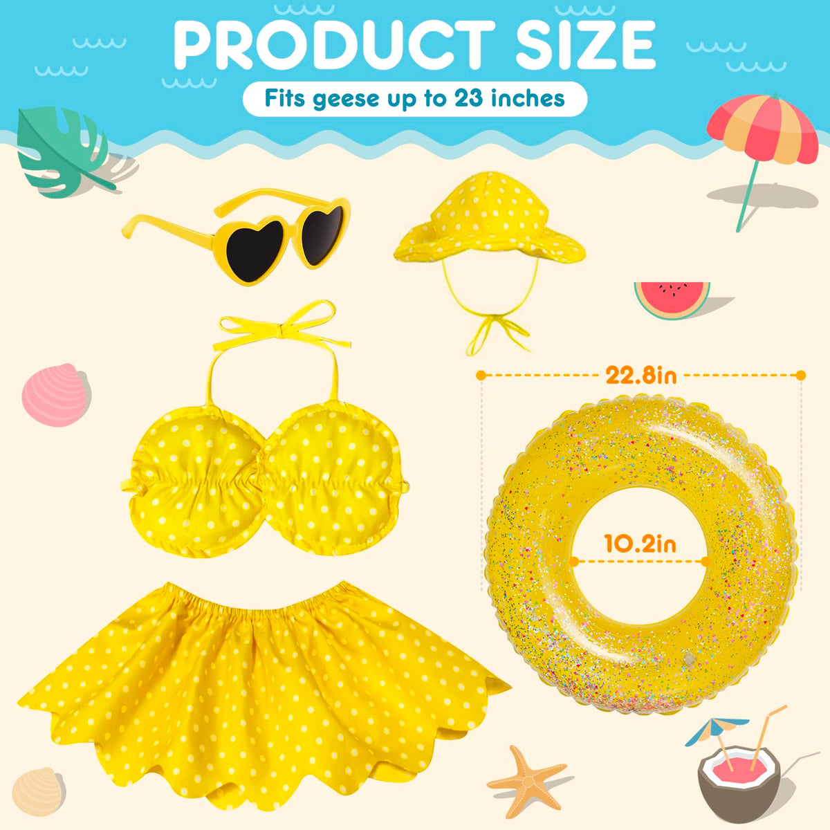 UGRASEA yellow hat and bikini add sunny charm to outdoor garden decor