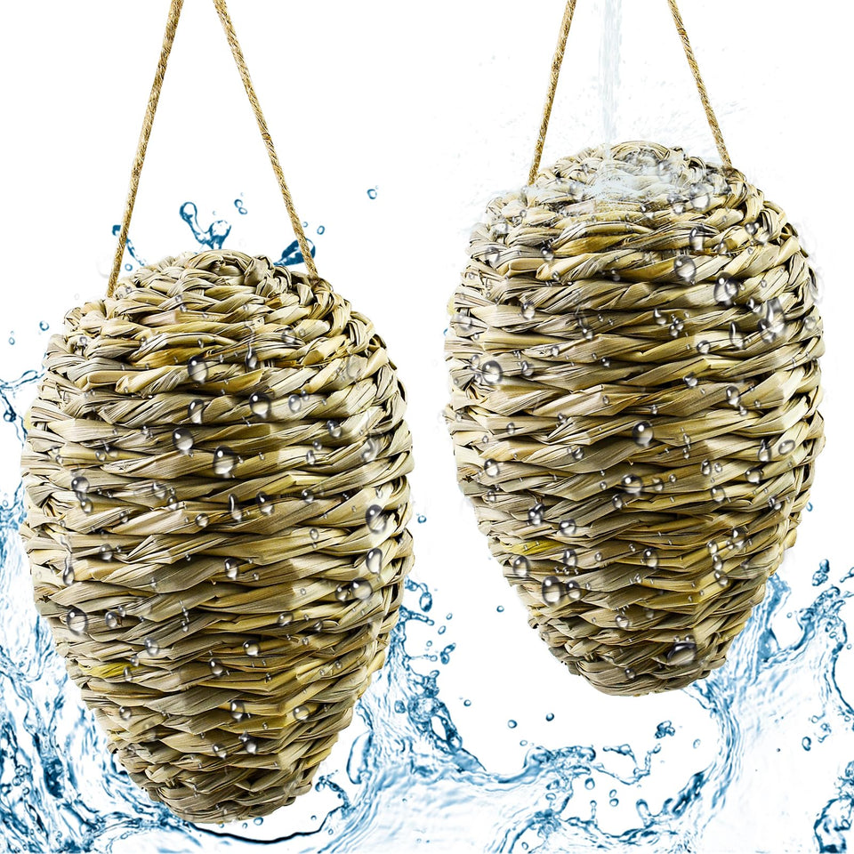 Ugyan Woven Reed Wasp Nest close-up shows natural materials for pest deterrence.