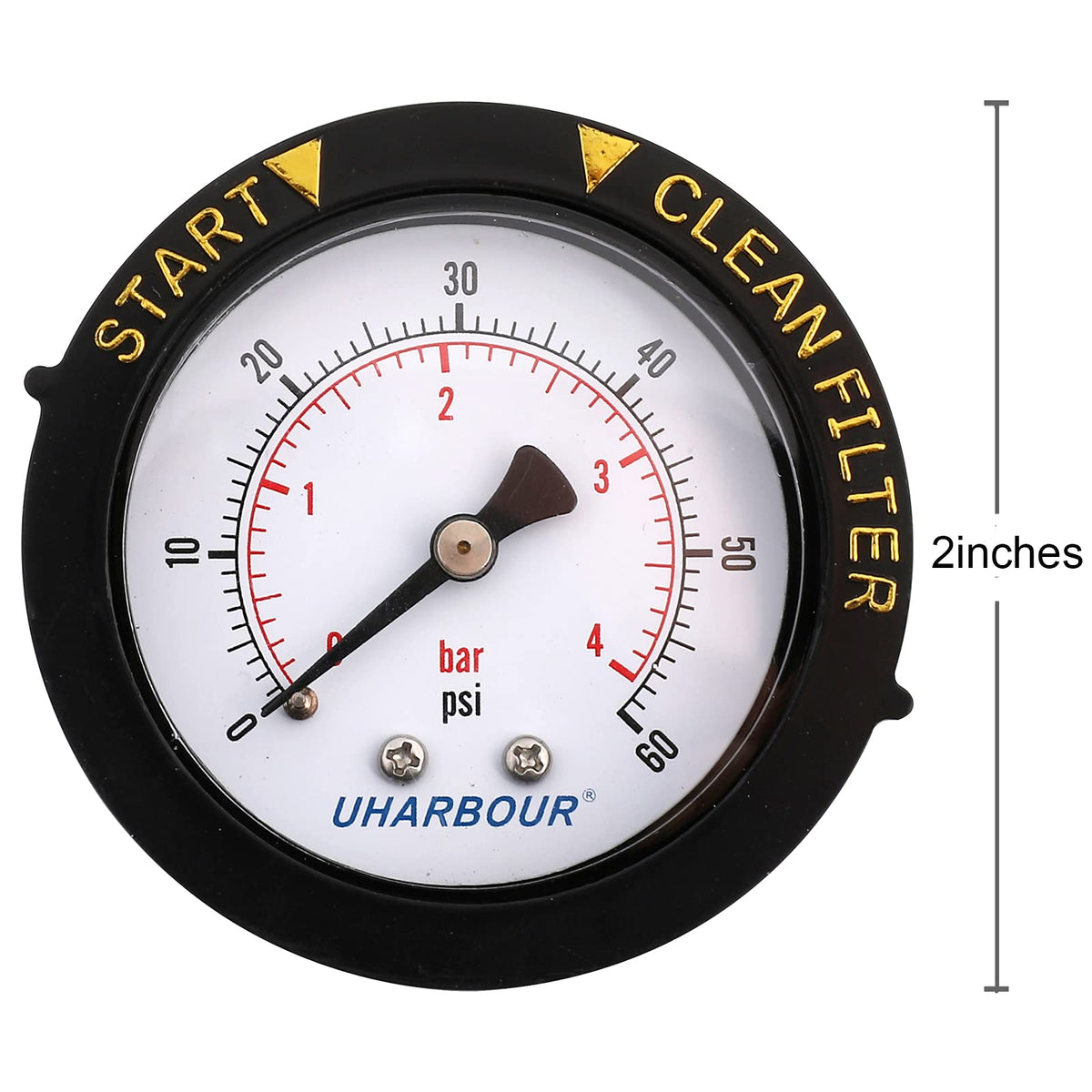 Brass wetted parts on the Uharbour gauge resist corrosion in water systems