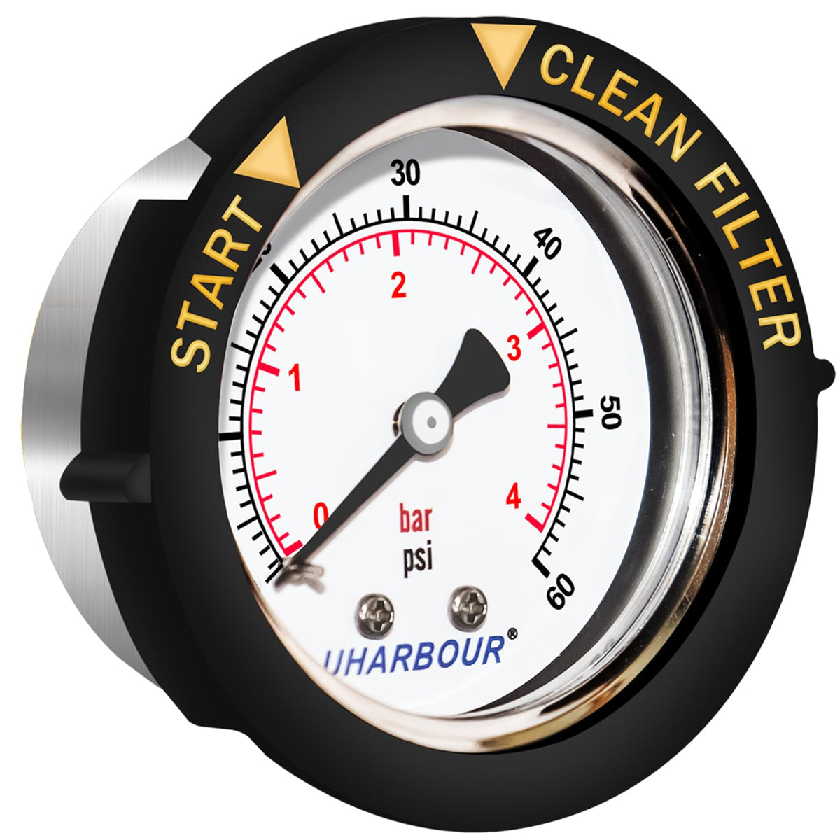 Uharbour pool gauge with 2-inch dial back mount for accurate readings
