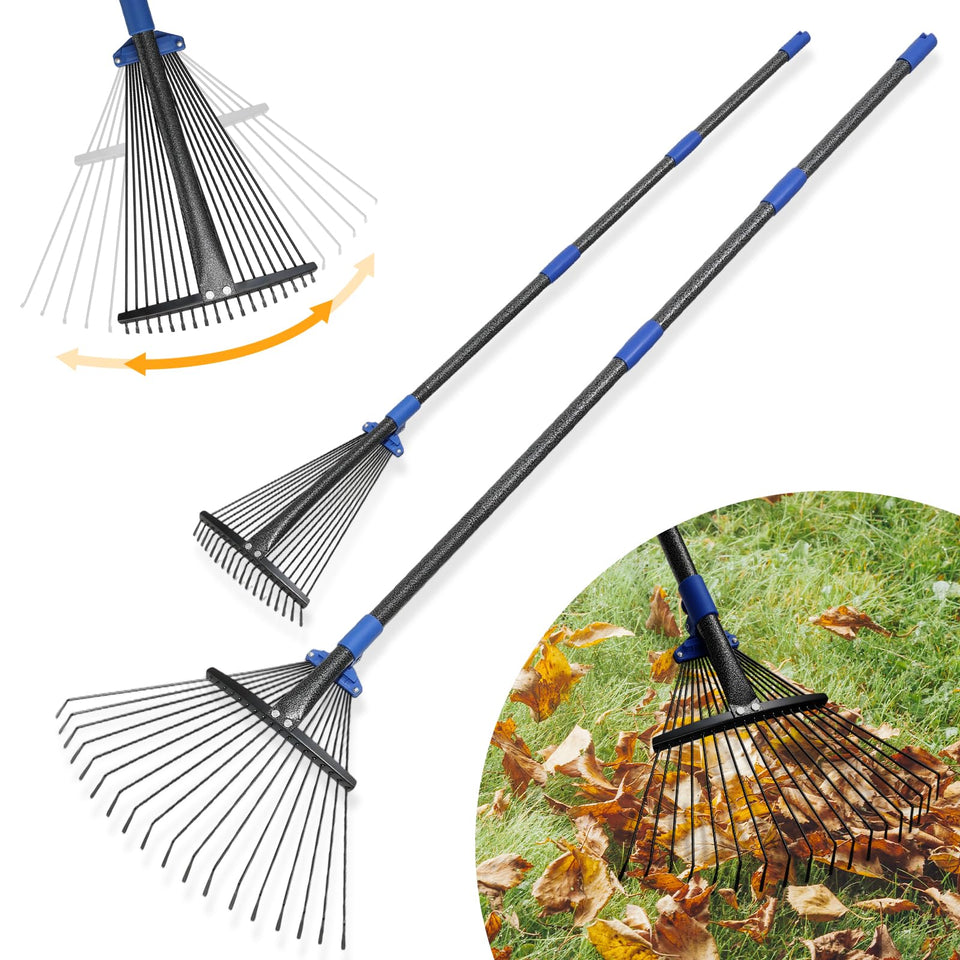 UIABOPZ adjustable leaf rake with extendable head for versatile debris removal.