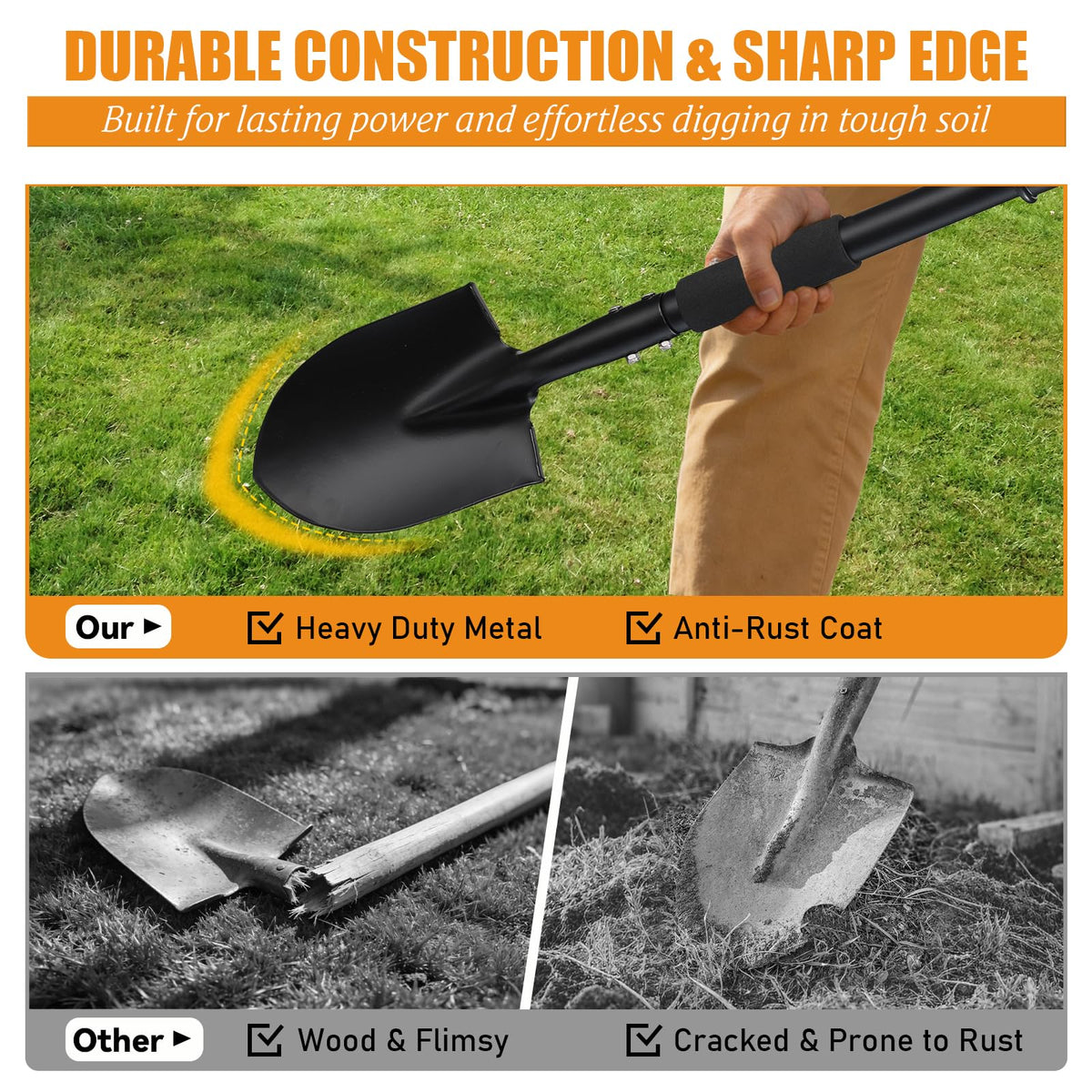 UIABOPZ D-handle grip provides ergonomic control during digging tasks.