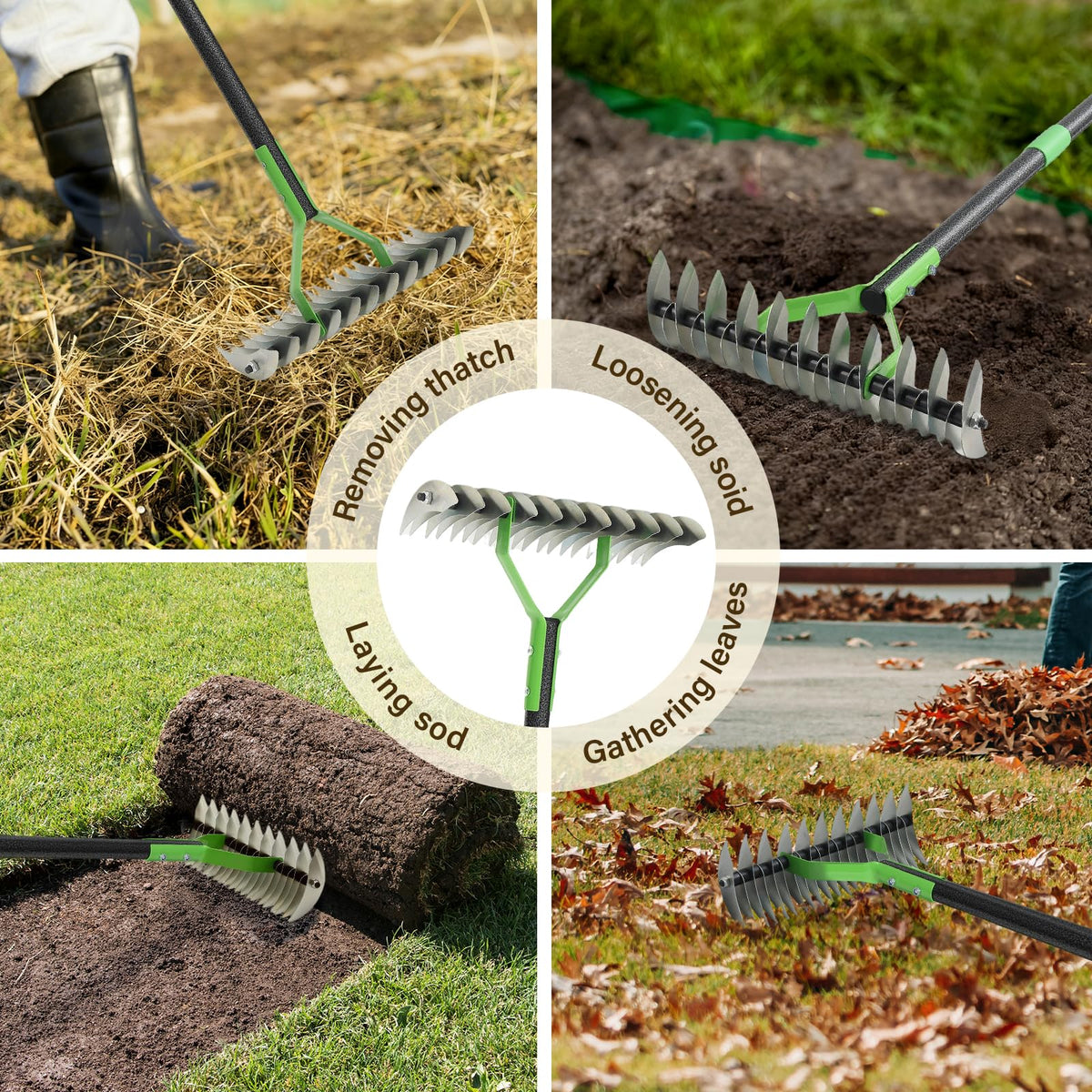 UIABOPZ Thatch Rake anti-corrosion coating protects metal in weather
