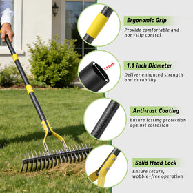UIABOPZ Thatch Rake easy assembly and compact storage in a car trunk