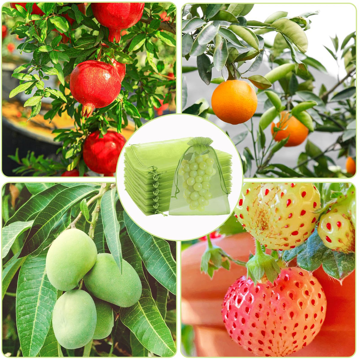Uigidori quick-use mesh bags with drawstrings for easy harvest protection