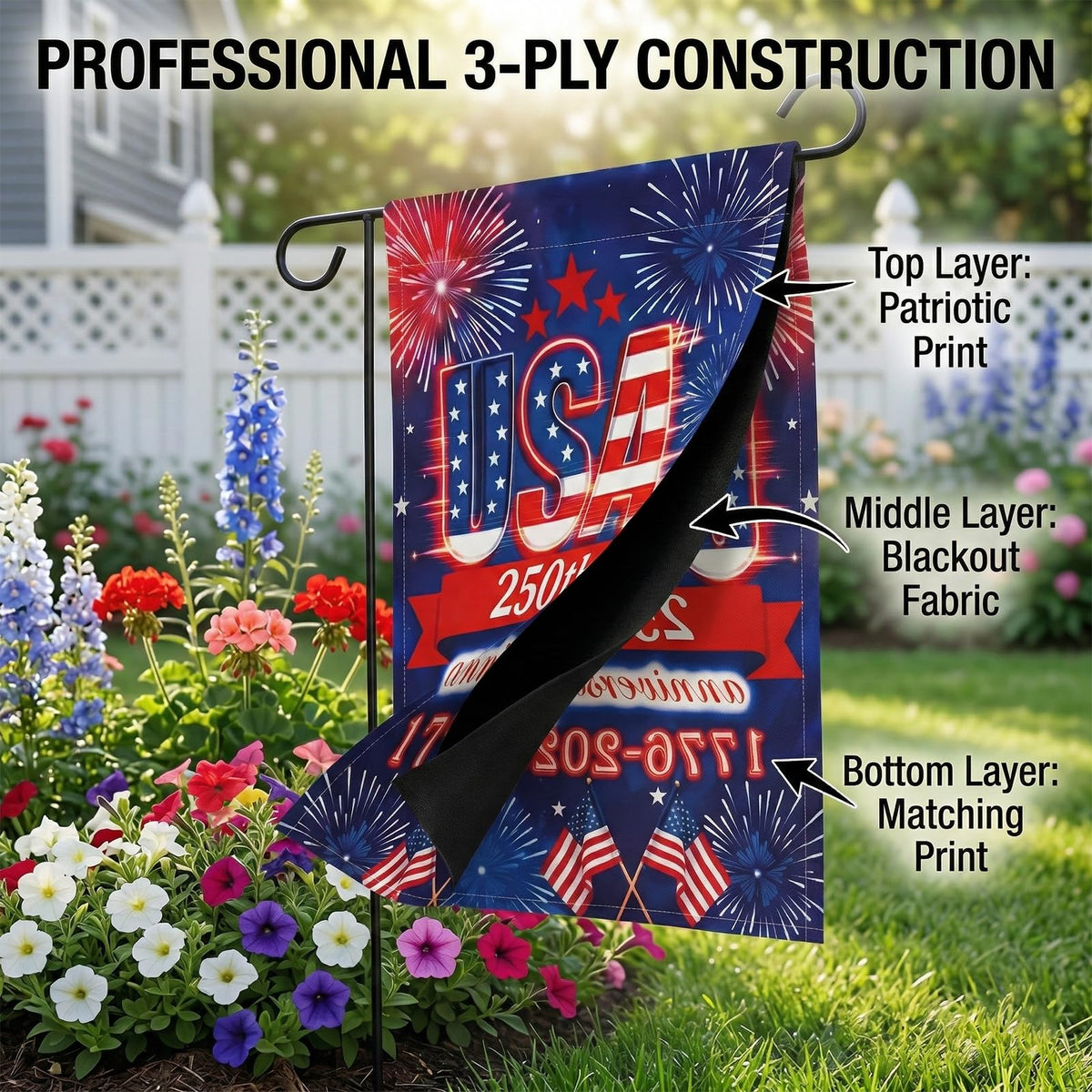 UIMIU 250th anniversary flag backside design offers clear readability from both sides