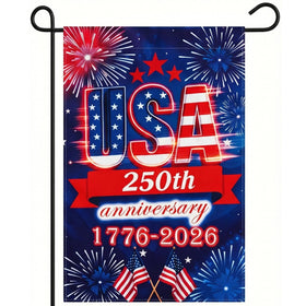 UIMIU 250th anniversary flag front view with fireworks, ideal for outdoor display