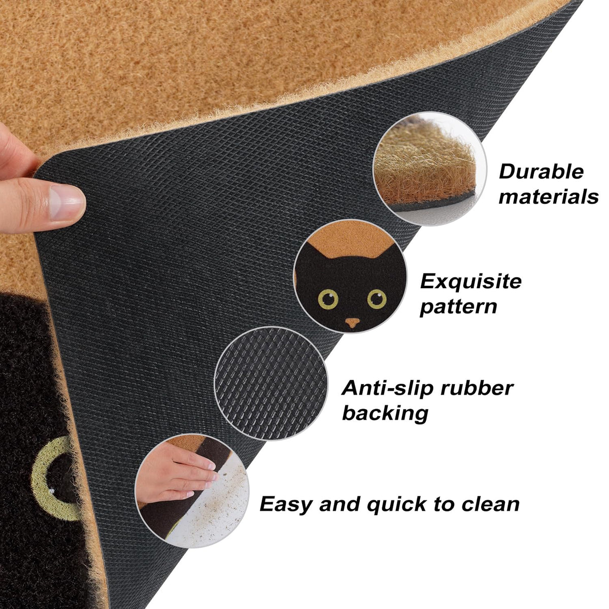 Non-slip PVC backing shown on the UINI mat keeps in place on dry surfaces.