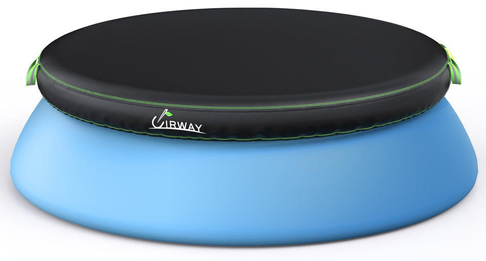 UIRWAY 10ft round pool cover on the pool protects against debris and wind